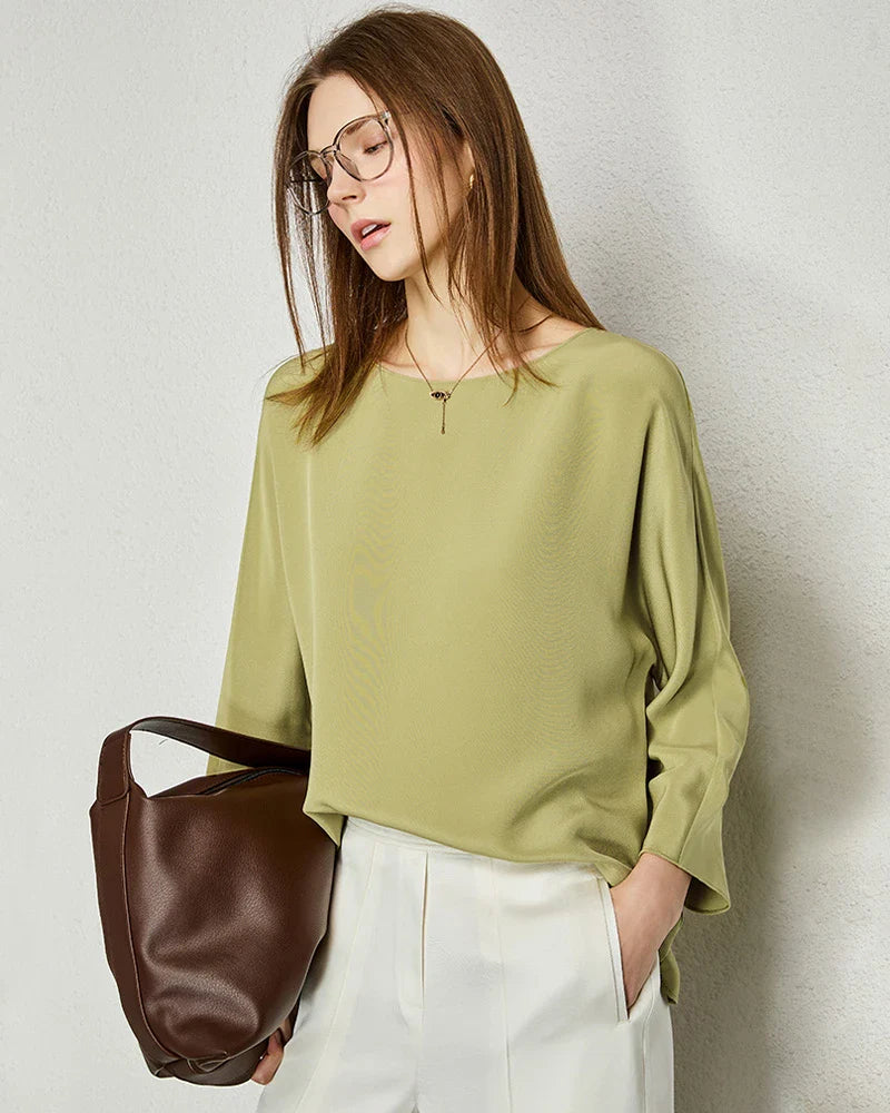30mm Loose Long Sleeve Pullover Silk Blouse