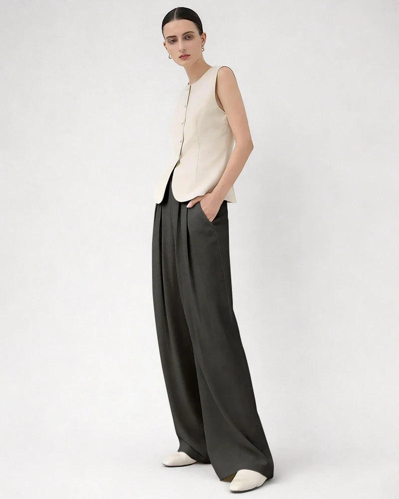 30 Momme High Waist Silk Wide Leg Pants
