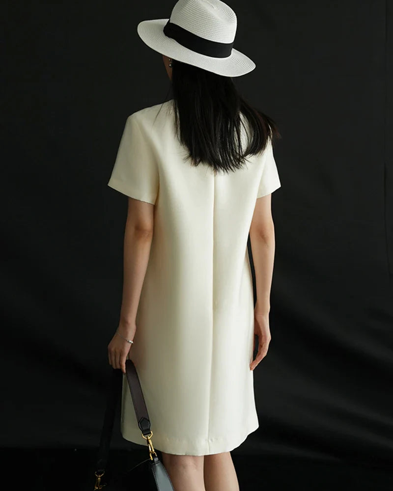 37 Momme Silk and Wool Midi Dress