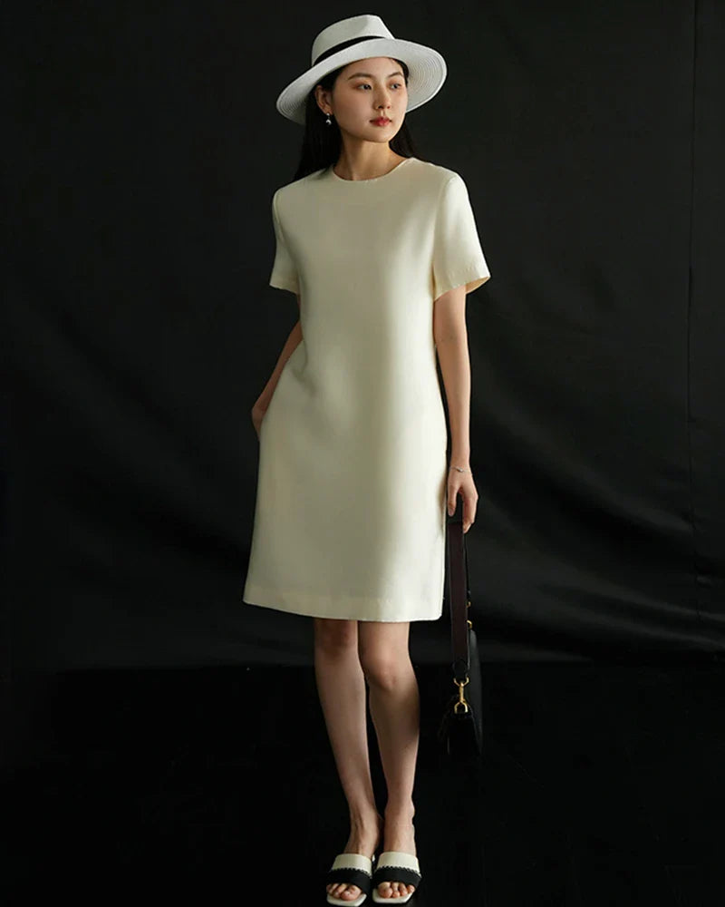 37 Momme Silk and Wool Midi Dress