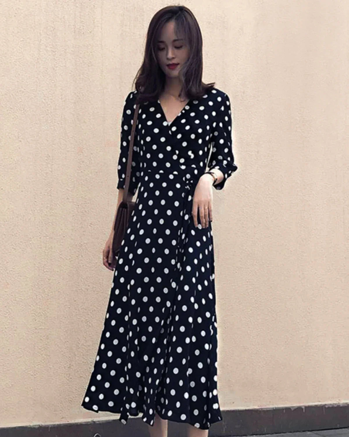 Polka Dot Silk Wrap Dress