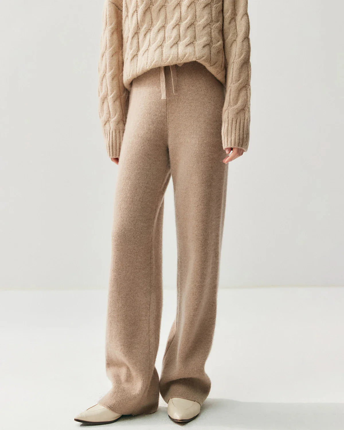 Cashmere Wool Straight Leg Knit Pants