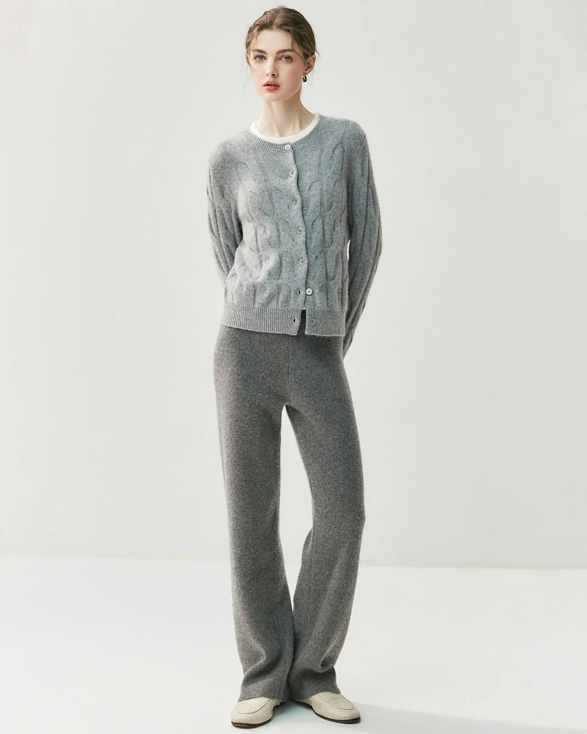 Cashmere Wool Straight Leg Knit Pants