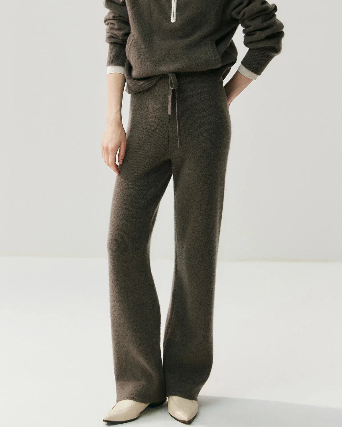 Cashmere Wool Straight Leg Knit Pants