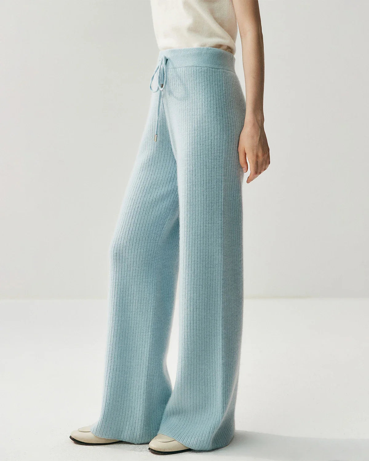 Cashmere Wool Zip Up Hoodie and Straight-Leg Pants
