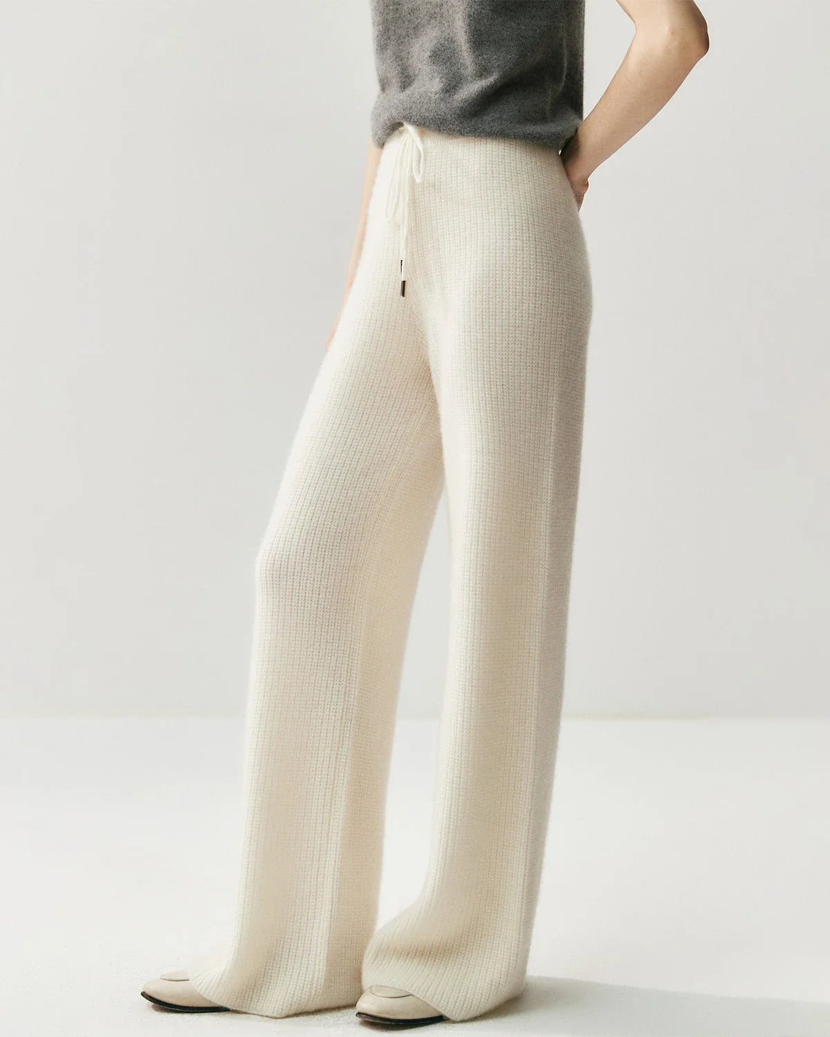 Cashmere Wool Zip Up Hoodie and Straight-Leg Pants