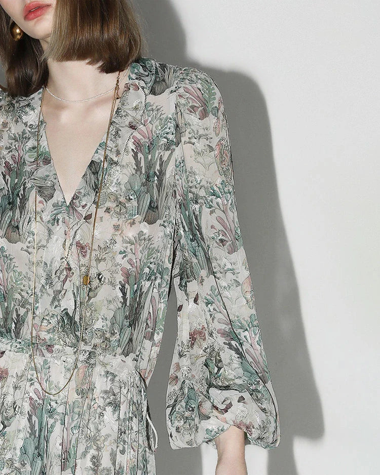Fairyland Floral Silk Maxi Dress