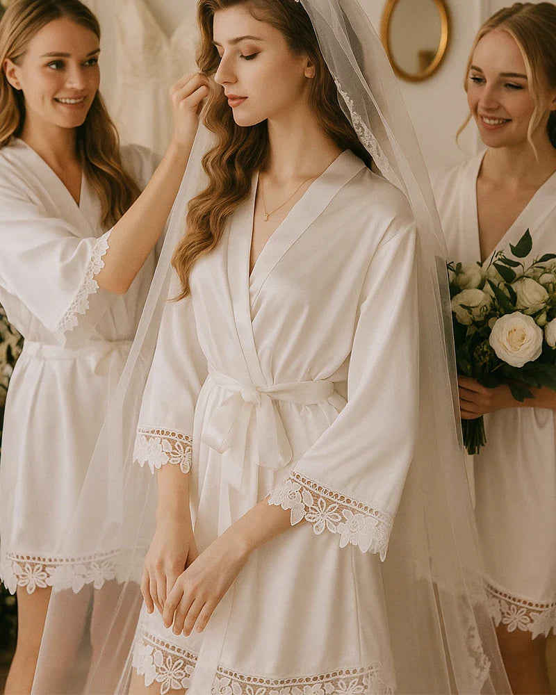 Washable Silk Lace Bridal Robe