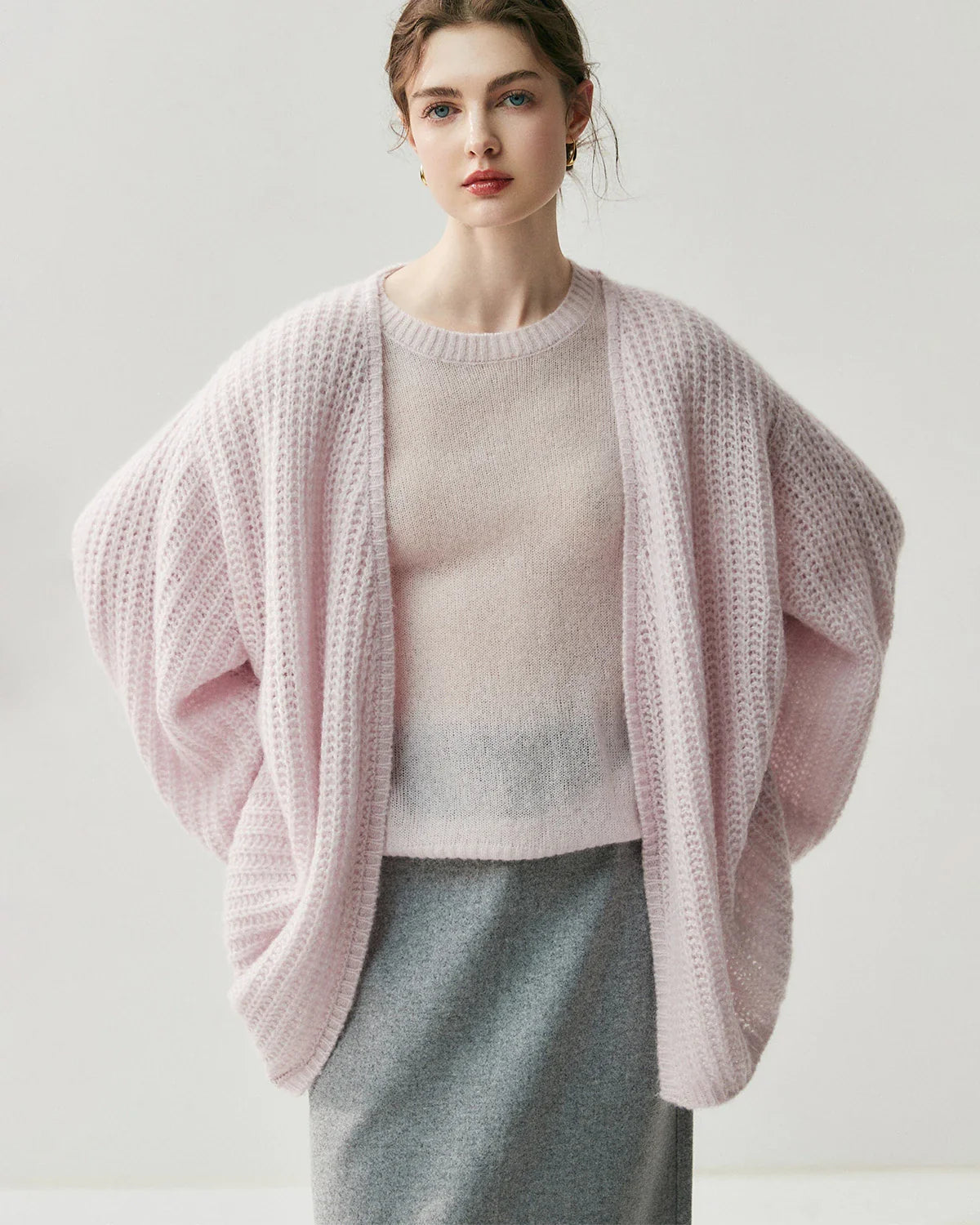 Oversized Silk Cashmere Open Front Cardigan