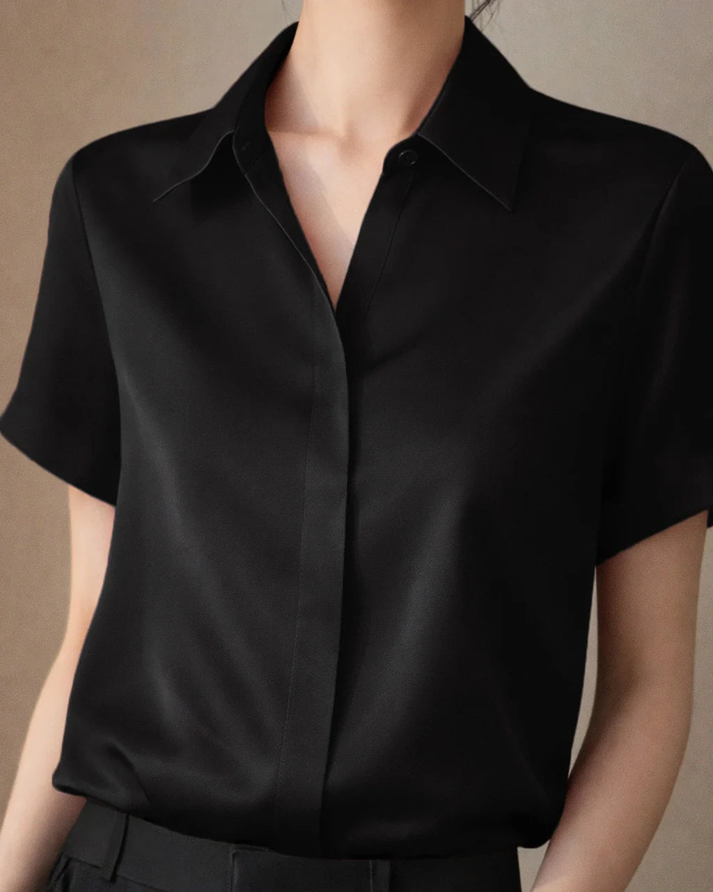 Classic Concealed Silk Shirt Short Sleeve