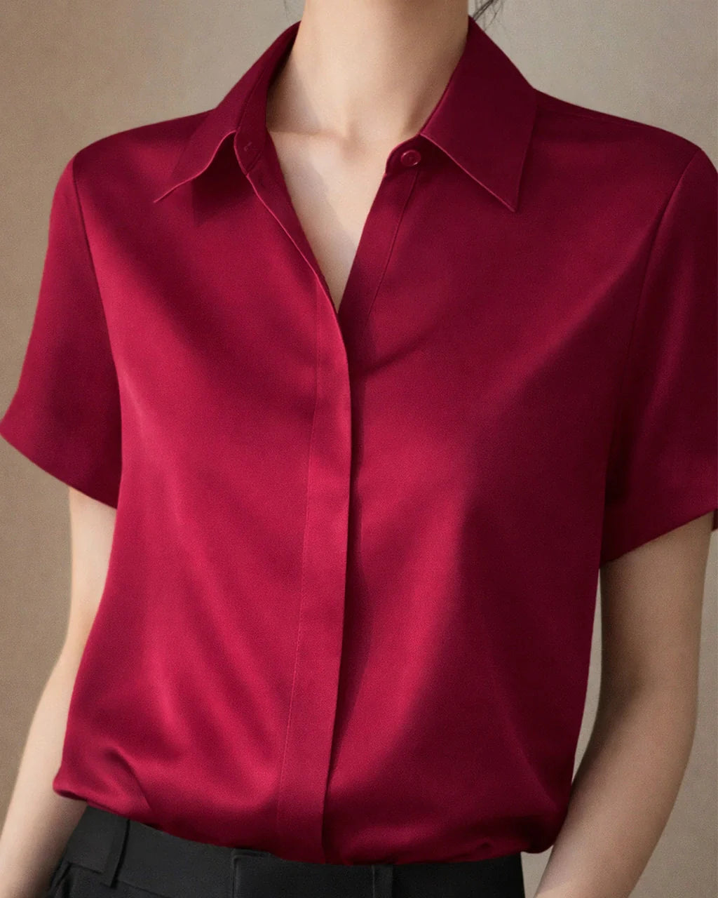 Classic Concealed Silk Shirt Short Sleeve