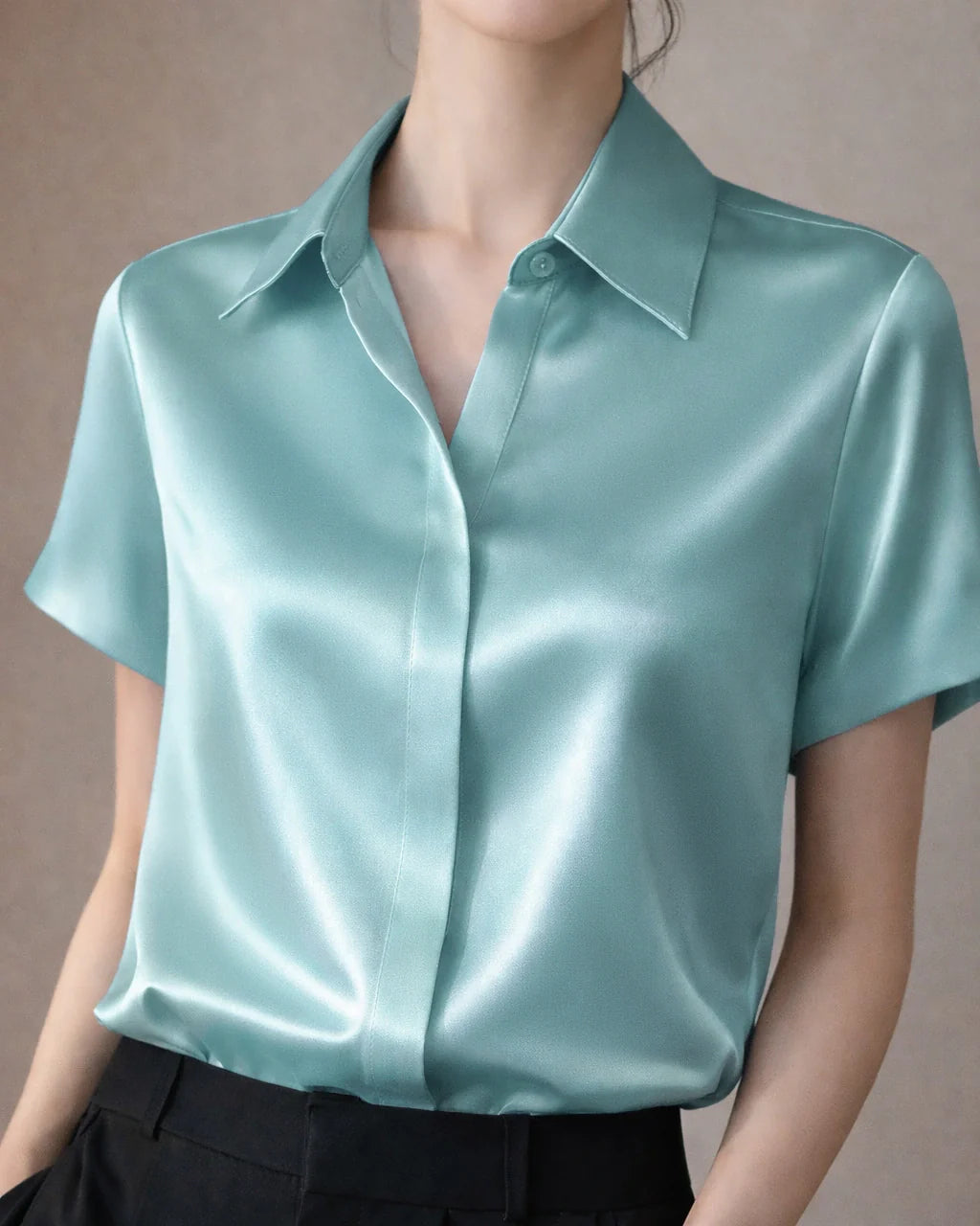Classic Concealed Silk Shirt Short Sleeve