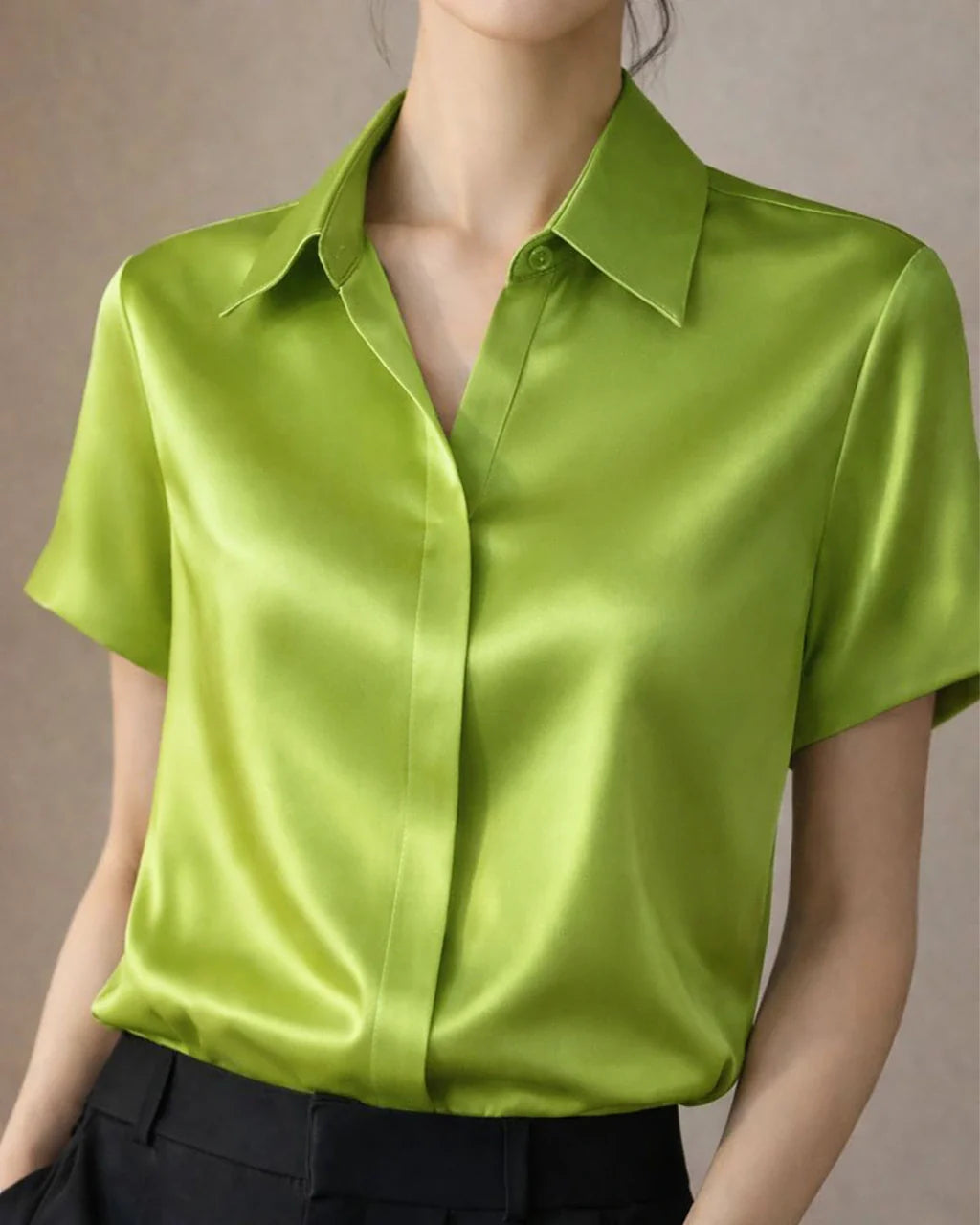 Classic Concealed Silk Shirt Short Sleeve