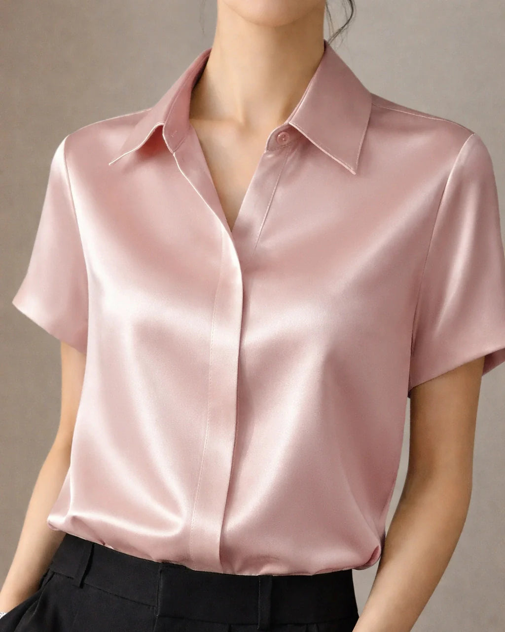Classic Concealed Silk Shirt Short Sleeve