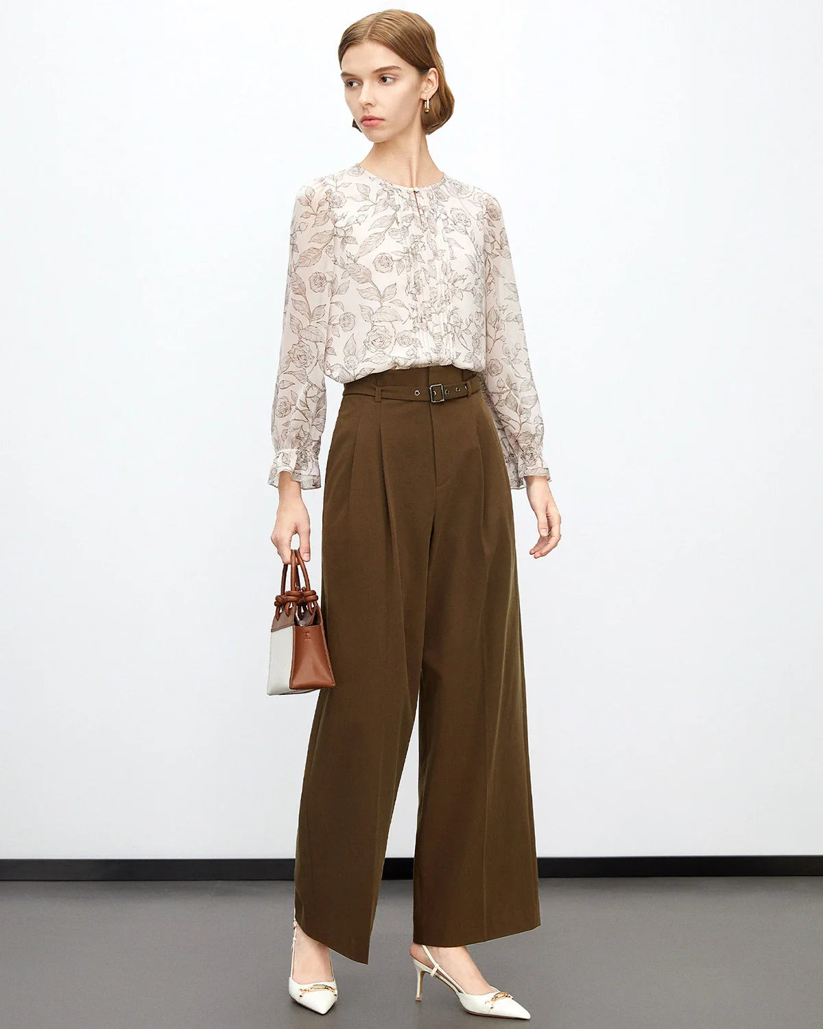 Rose Sketch Floral Silk Blouse