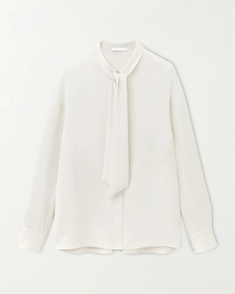 Silk Bow Tie Long Sleeve Blouse