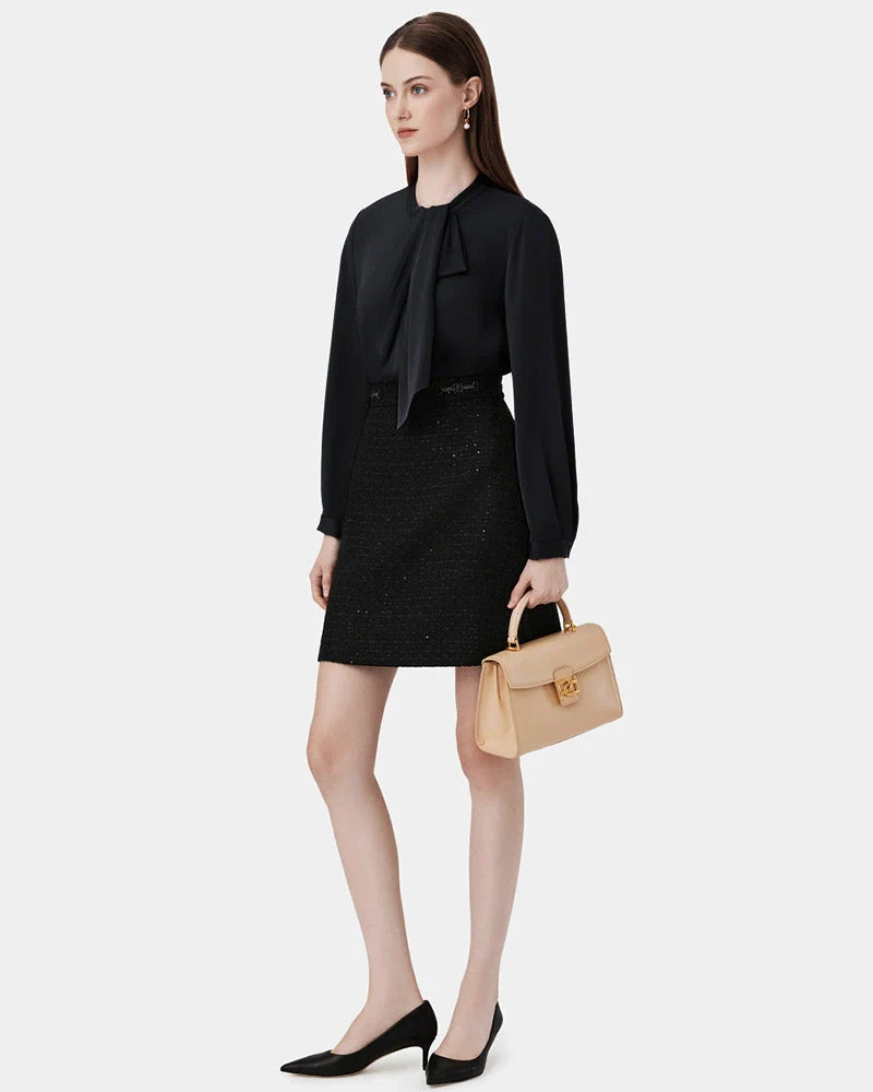 Silk Tie Neck Blouse for Women