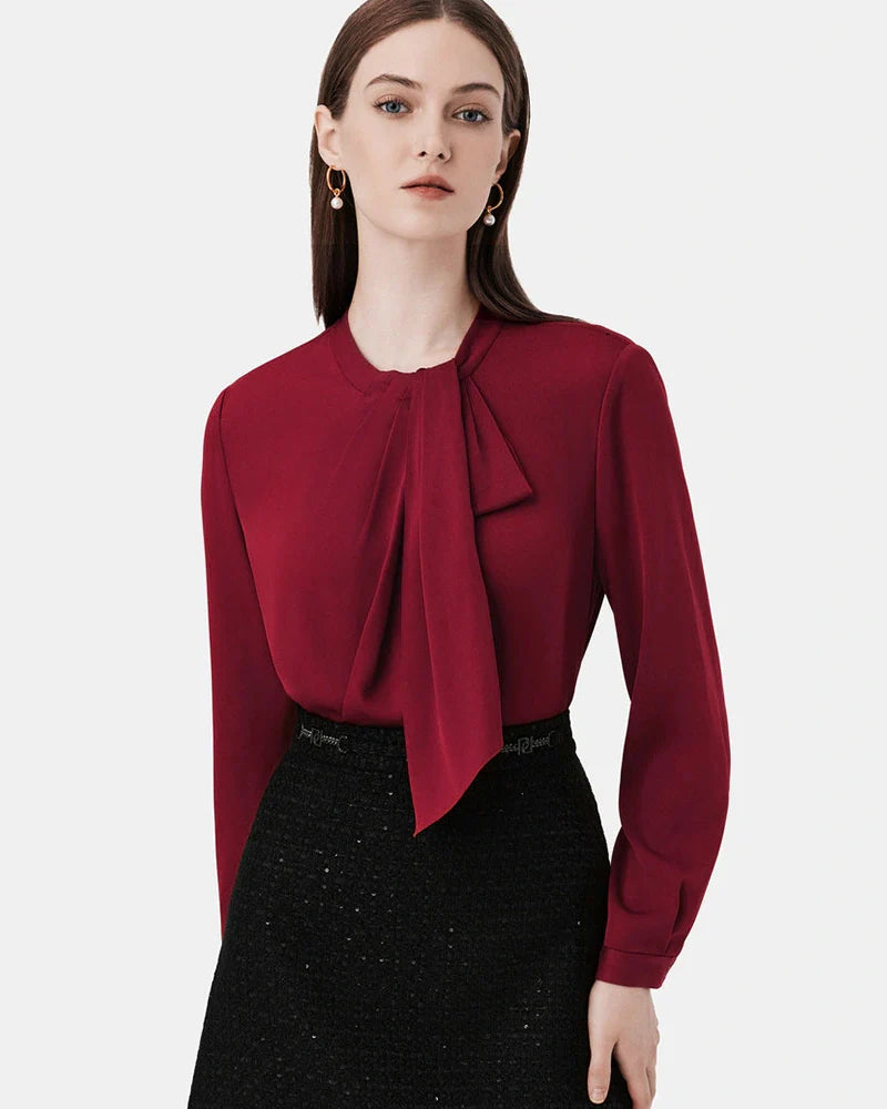 Silk Tie Neck Blouse for Women