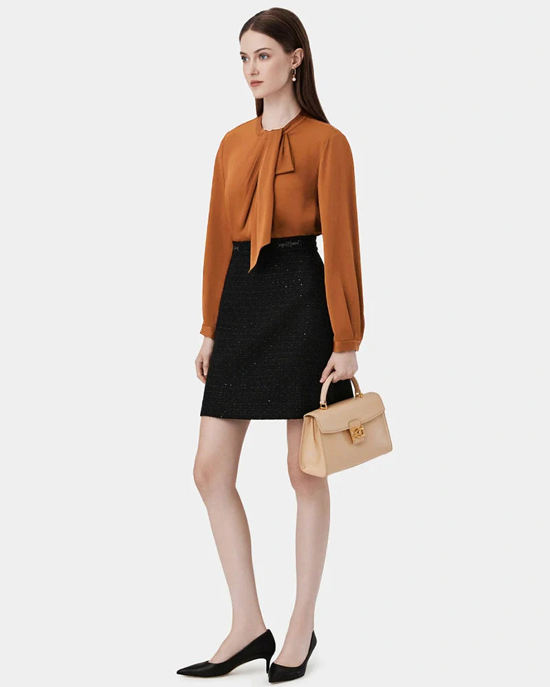 Silk Tie Neck Blouse for Women