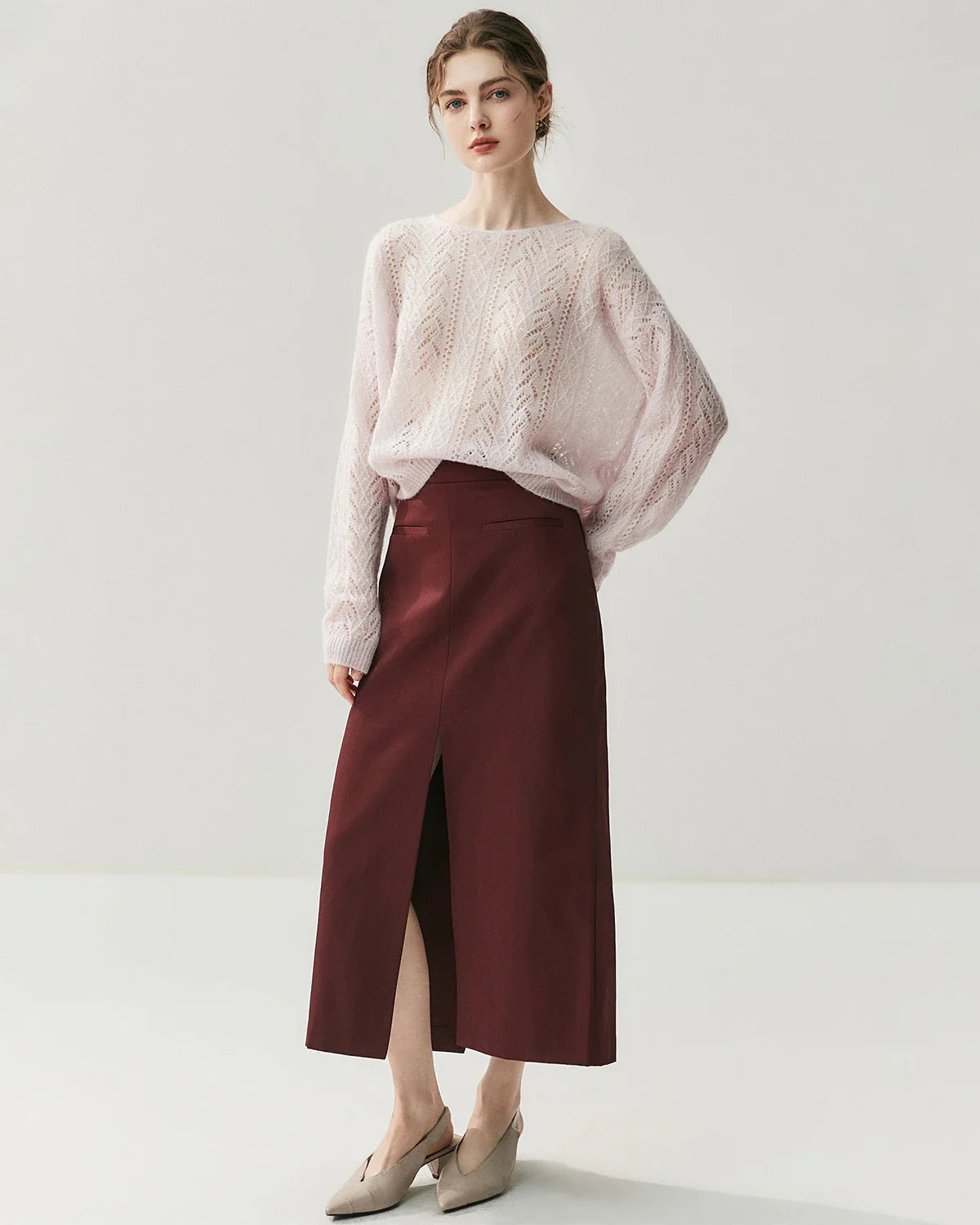 Silk-Cashmere Blend Crew Neck Pullover Sweater