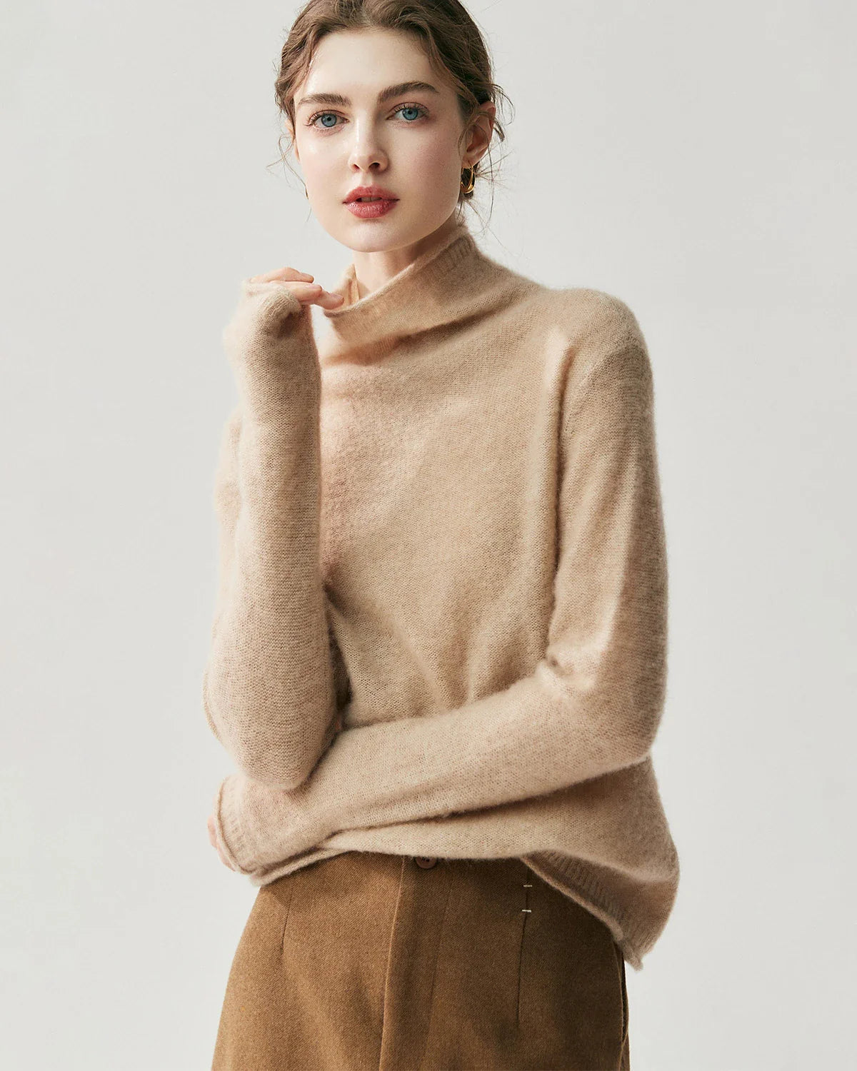 Silk-Cashmere Long Sleeve Turtleneck Sweater