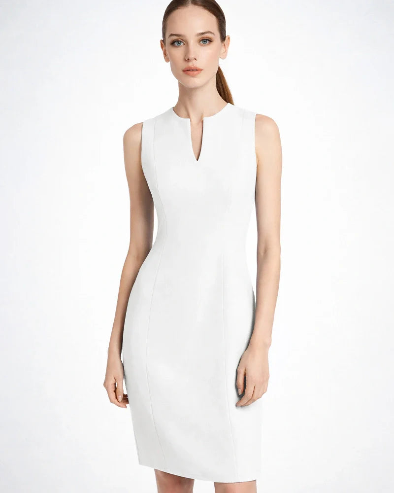 40 Momme Sleeveless Silk Knee Length Work Dress