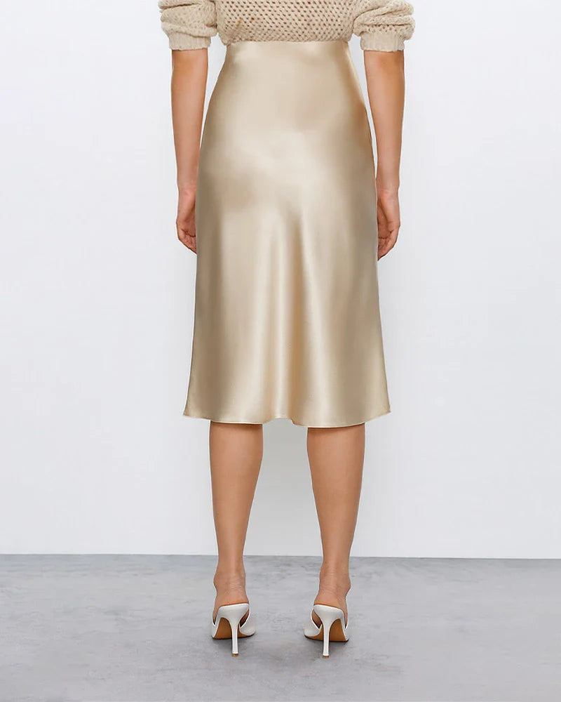 Elegant Knee-Length Silk Skirt