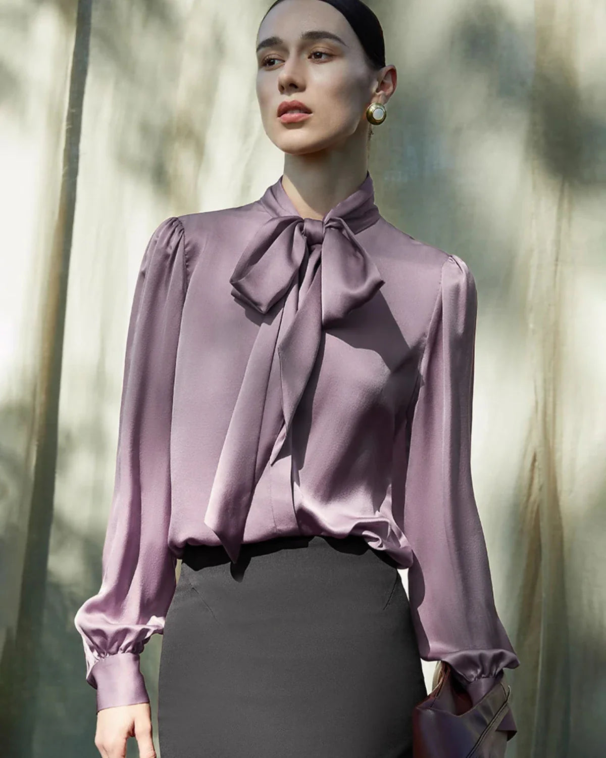 30 Momme Ladies Silk Tie-Front Blouse