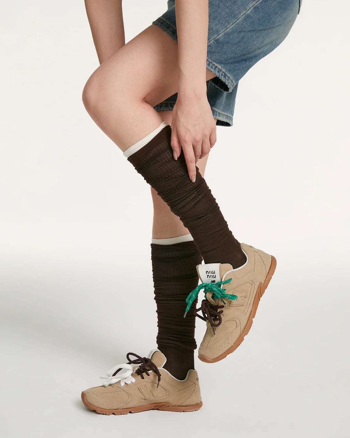 Women Cashmere Modal Blend Ribbed Slouchy Socks