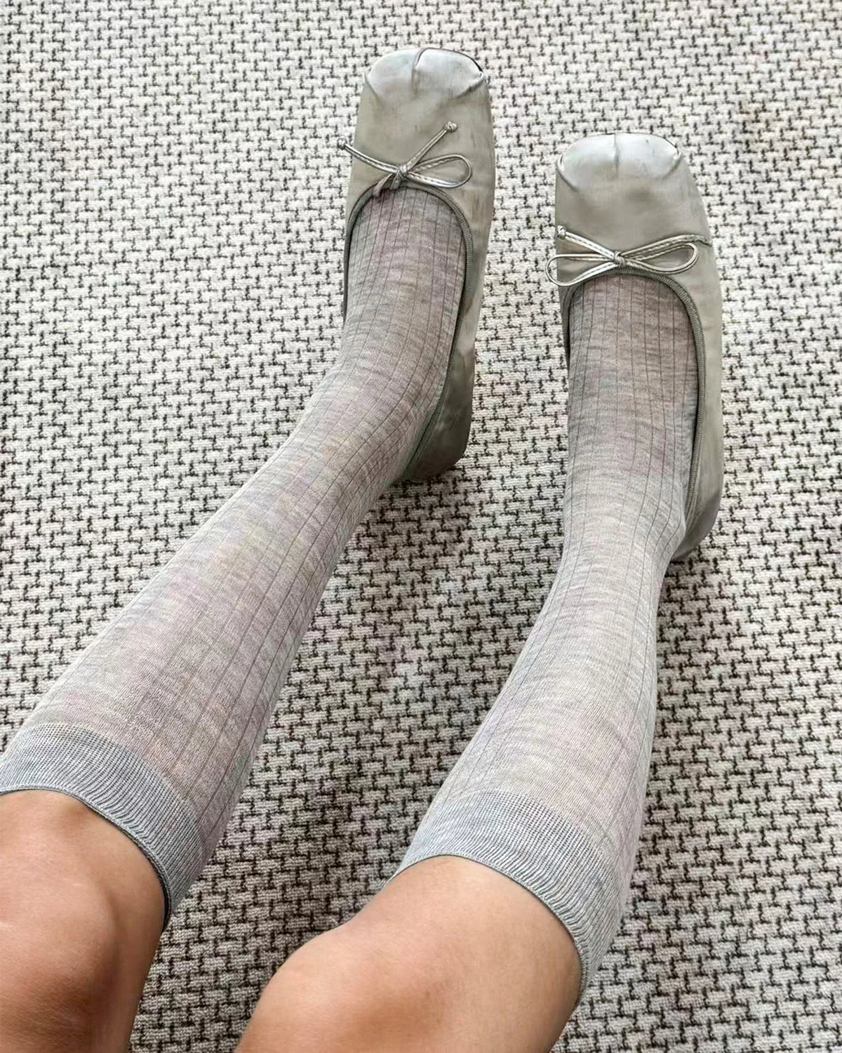 Women Sheer Cashmere Modal Blend Calf Length Socks