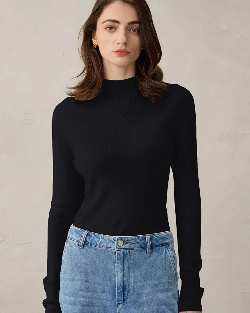 Women’s Mock Neck Wool Cashmere Knit Top