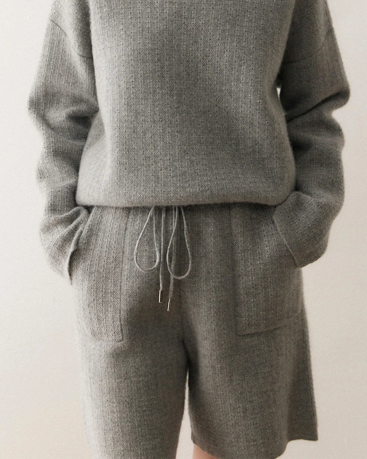 Women's Cashmere Wool Knit Sweater and Shorts Set