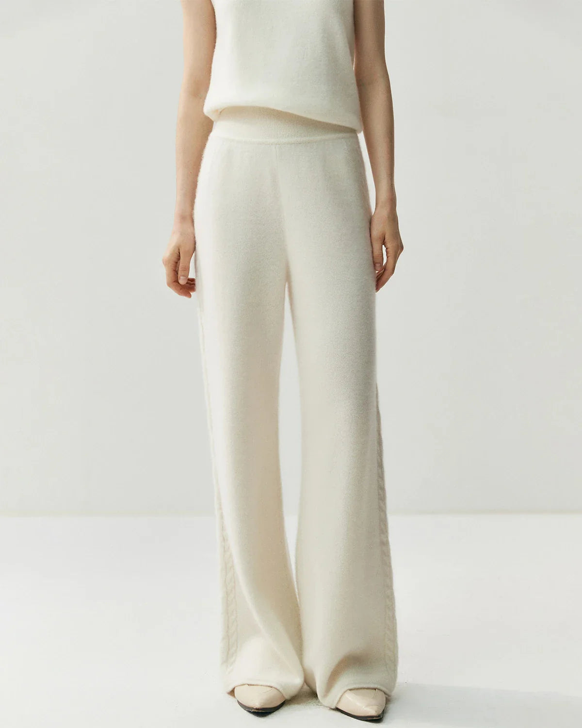 Women's Cashmere Wool Wide Leg Knit Pants