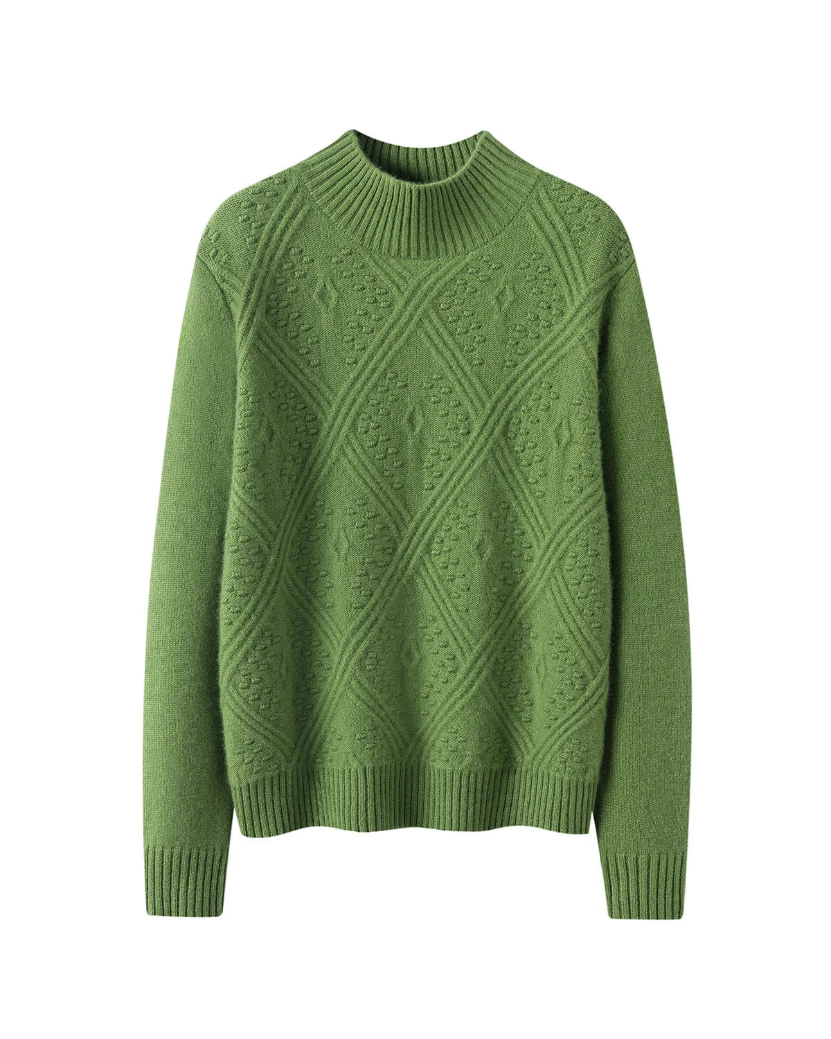 Mock Neck Diamond Knit Cashmere Sweater