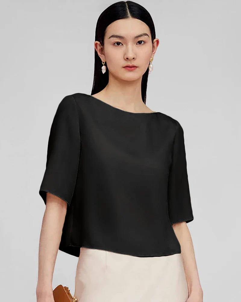 Half Sleeve Basic Silk Blouse