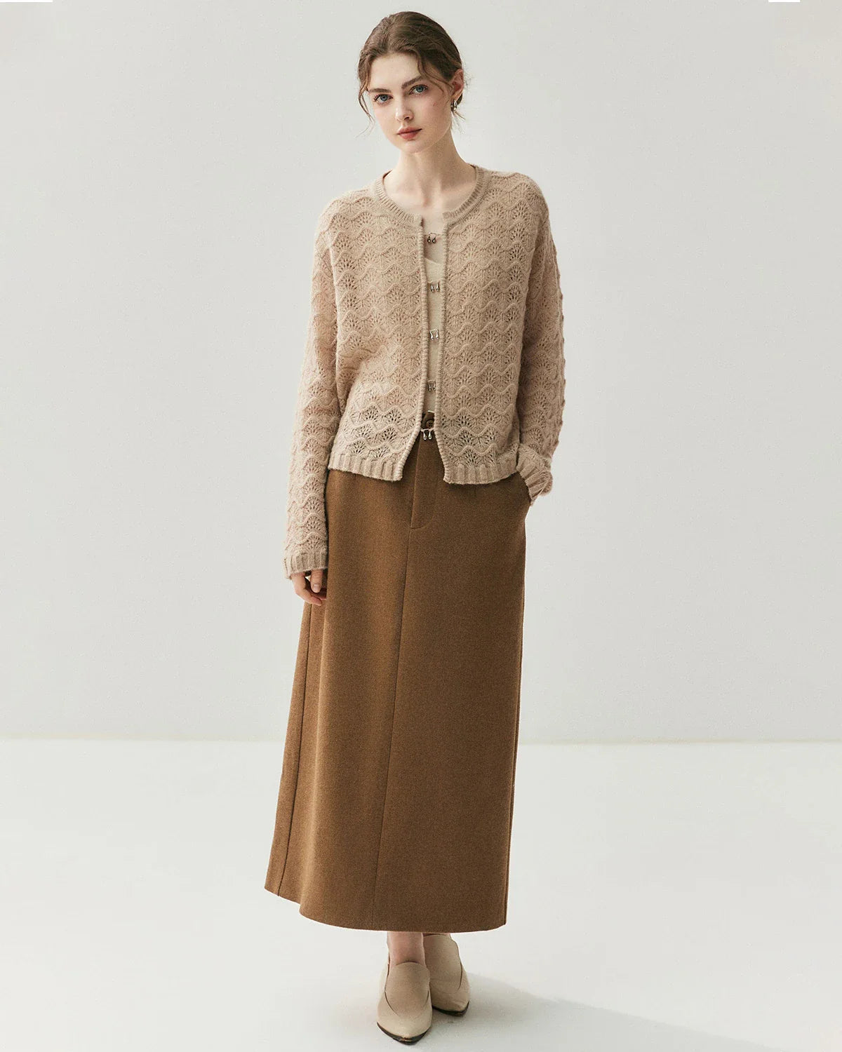 Silk Cashmere Cardigan with Metal Buttons