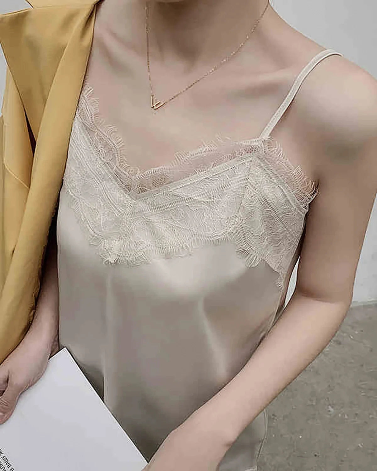 V-Neck Lace Silk Camisole