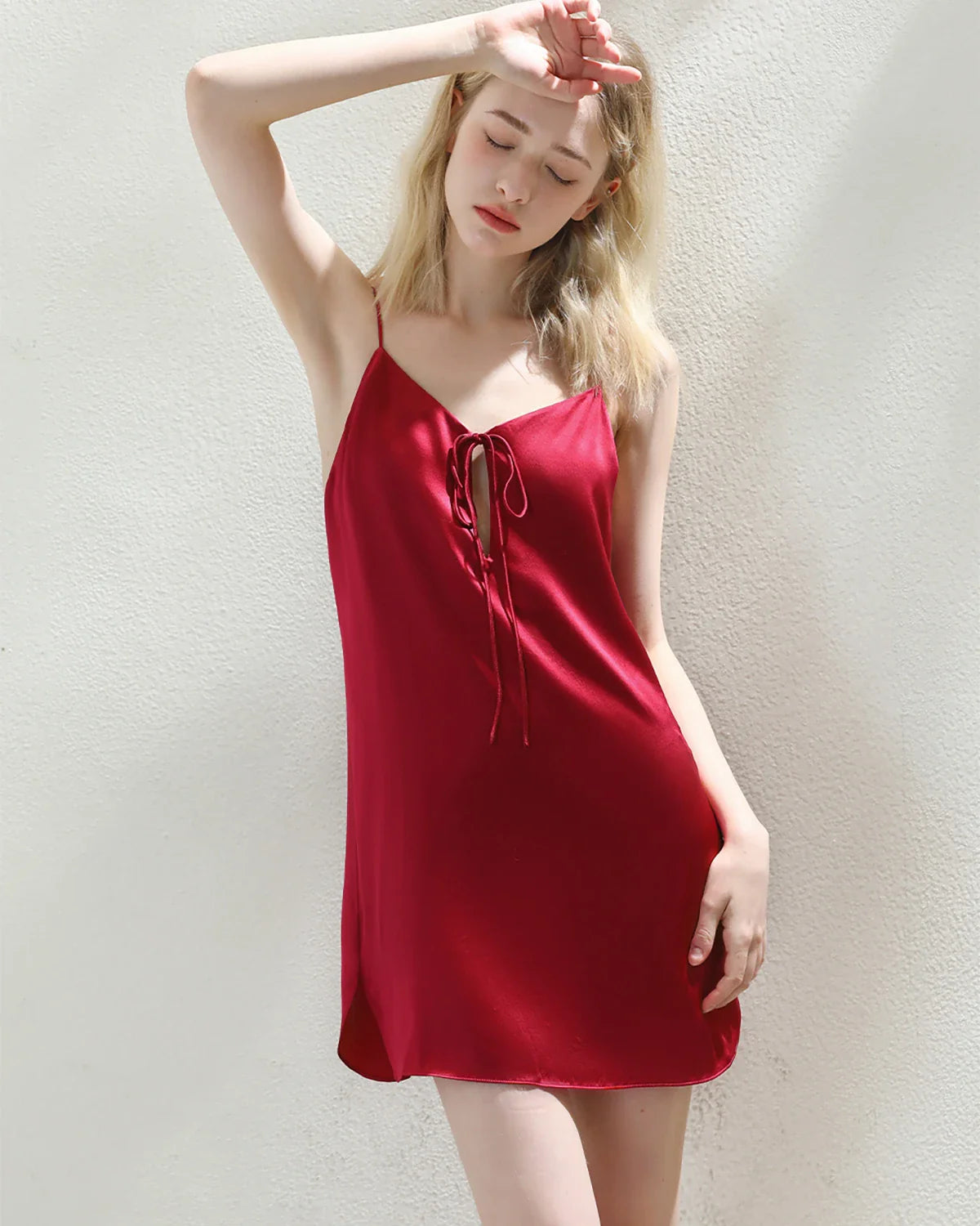 Elegant Short Silk Slip Nightdress