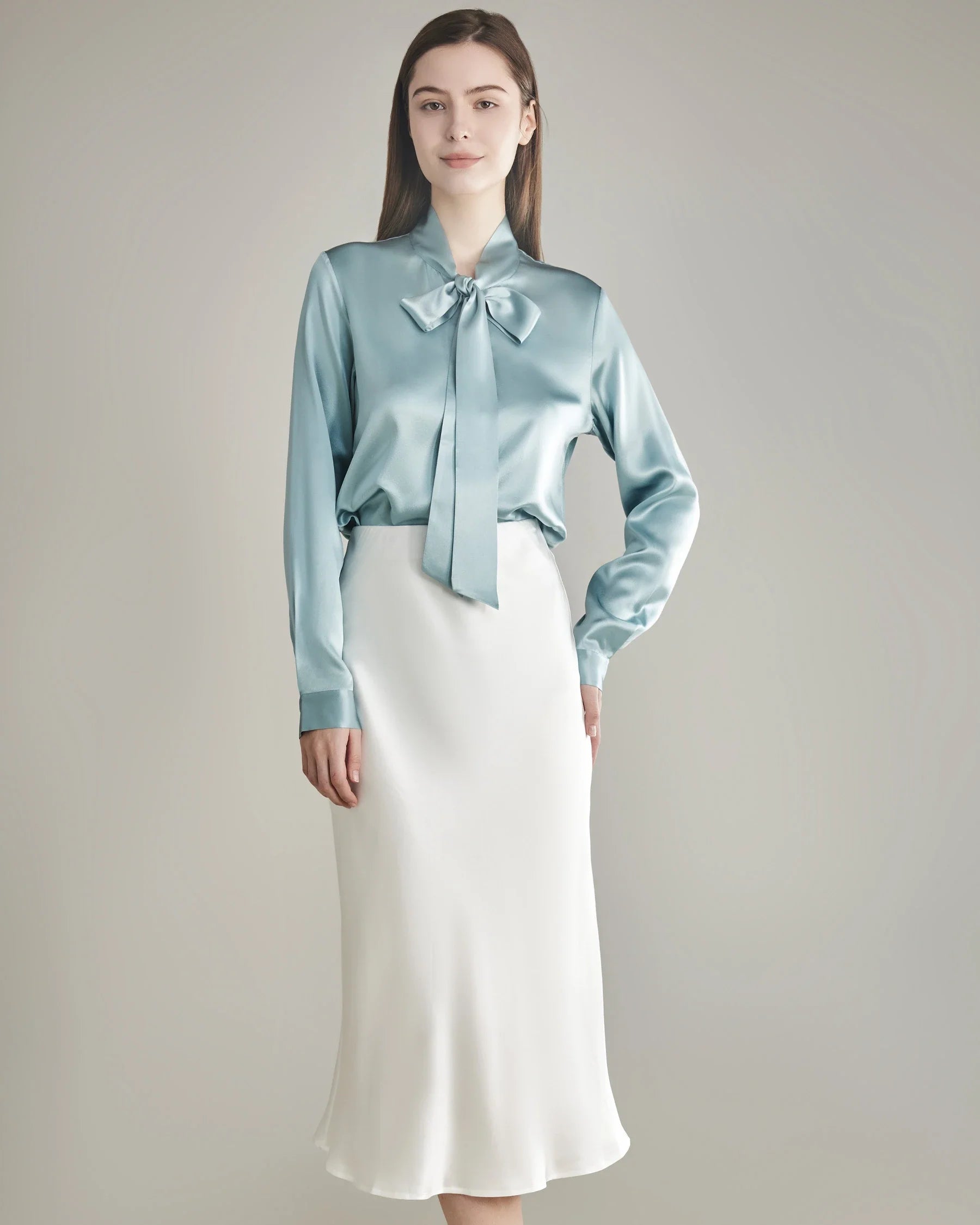 Elegant Silk Bow Tie Blouse