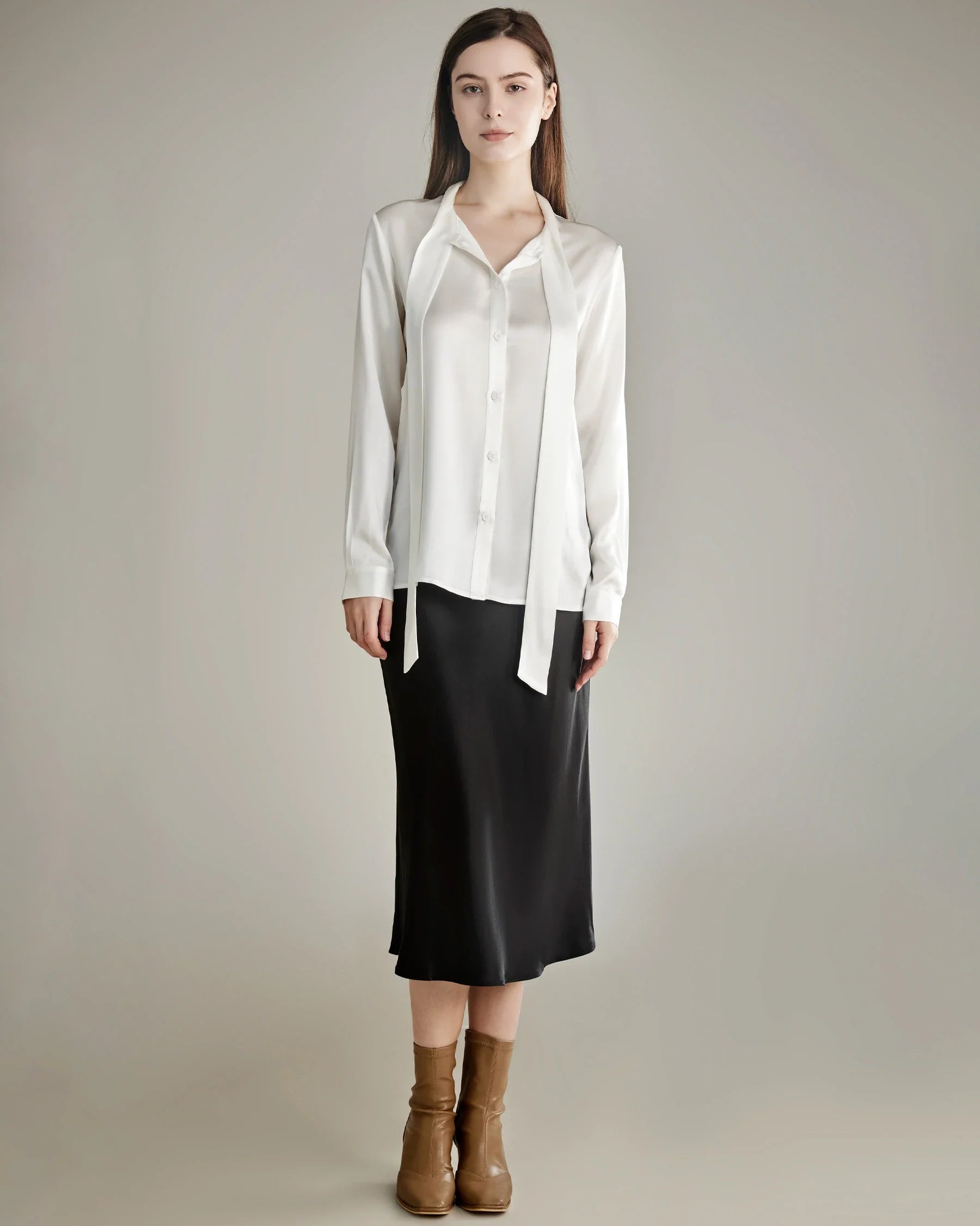 Elegant Silk Bow Tie Blouse