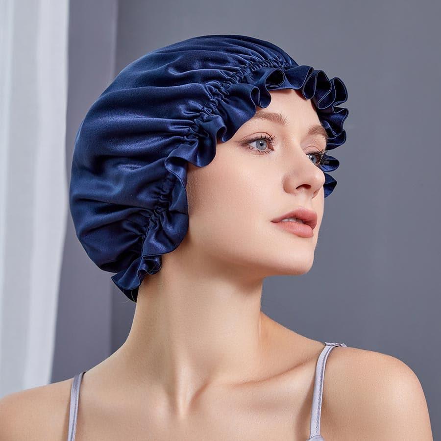 Flounced Silk Night Sleep Caps