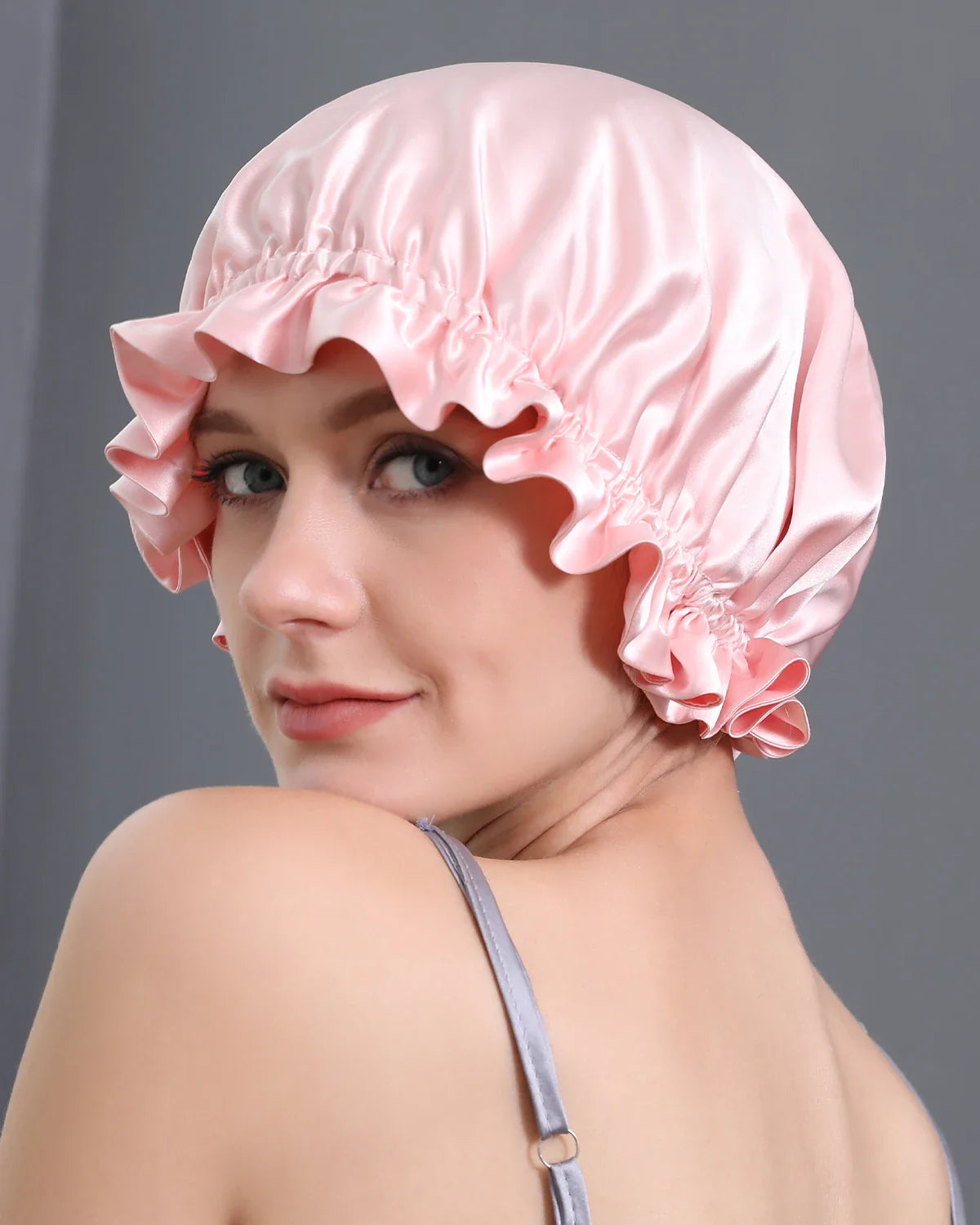 Flounced Silk Night Sleep Caps