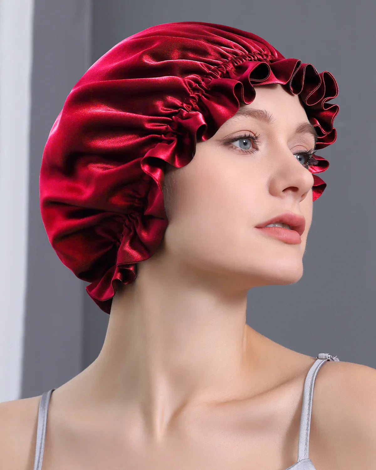 Flounced Silk Night Sleep Caps