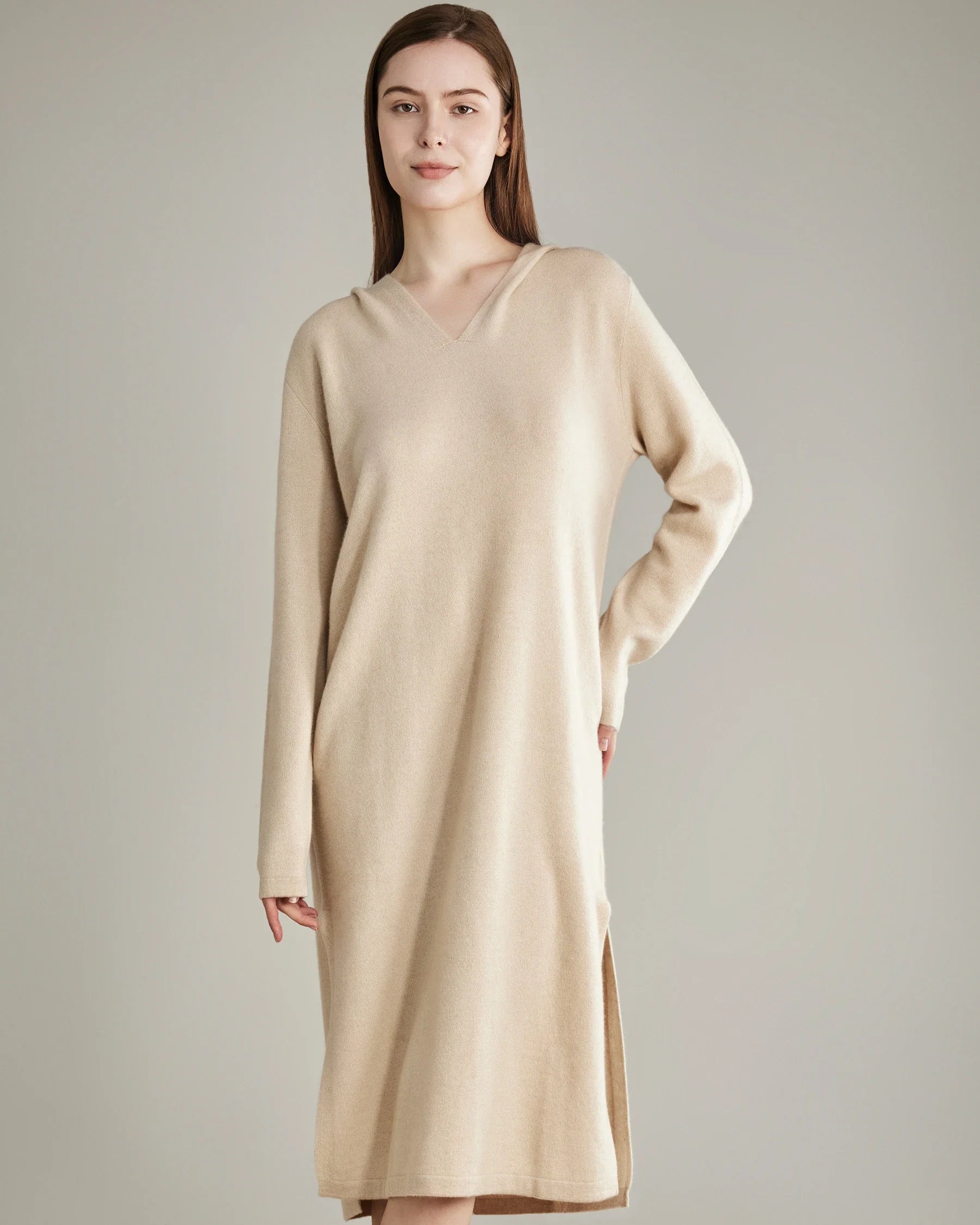 Hooded Knit Cashmere Dress