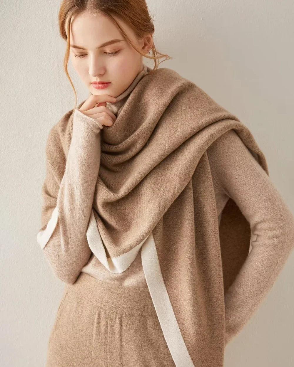 Luxe Cashmere Color-Blocked Wrap