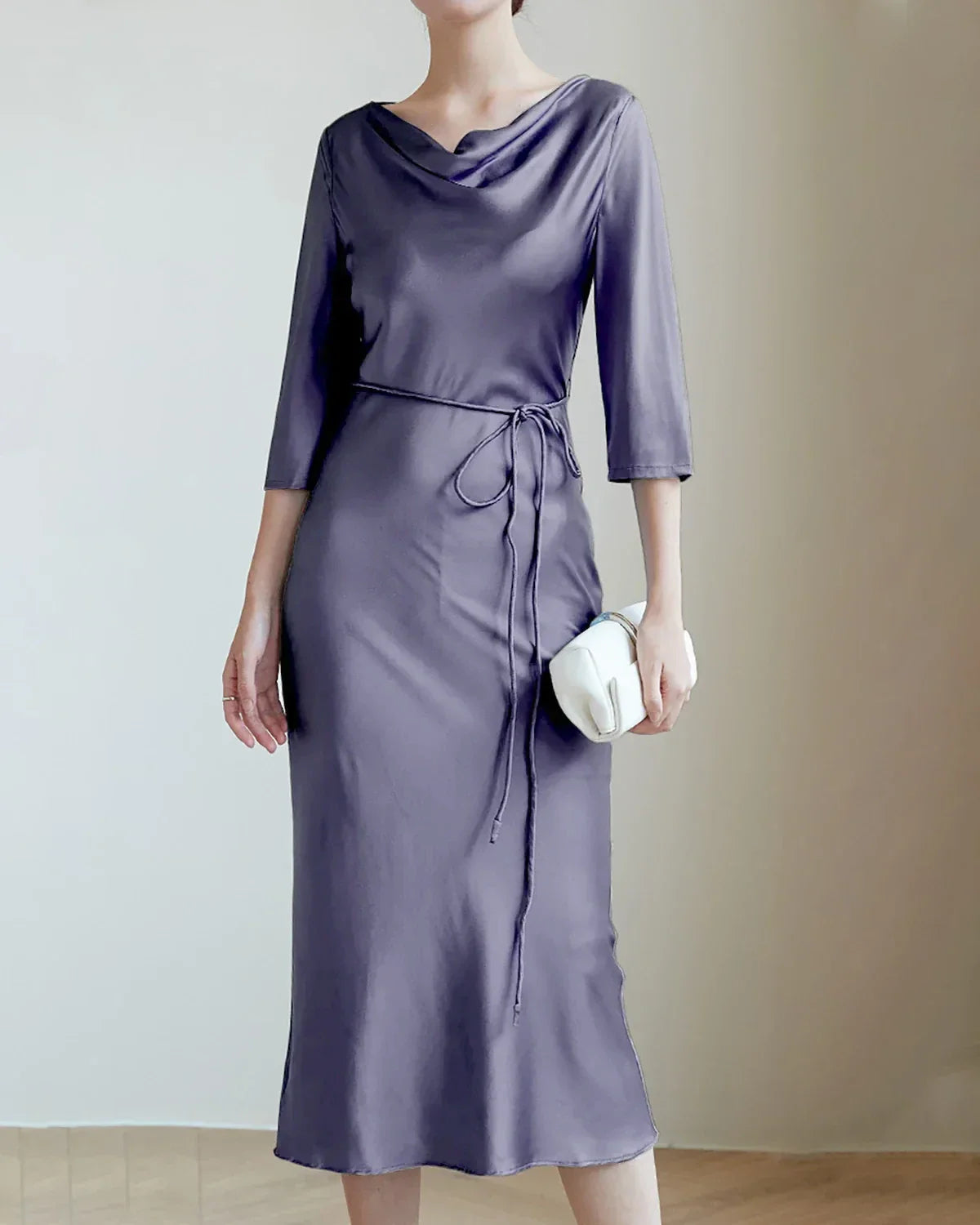 30Momme Silk Cowl Neck Dresses