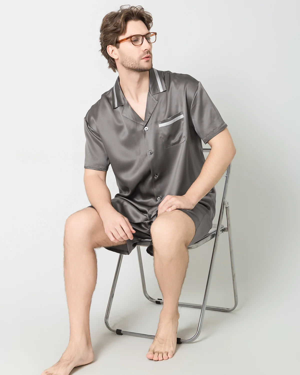 Men's Classic Silk Short Pajamas Set