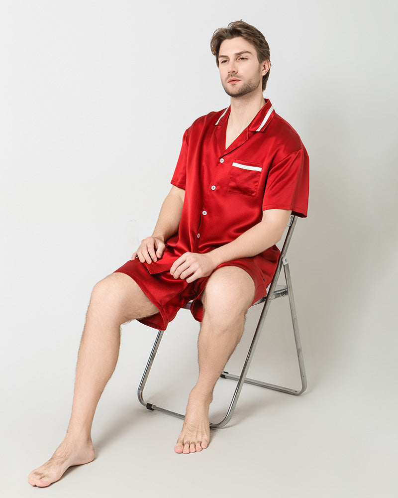 Men's Classic Silk Short Pajamas Set