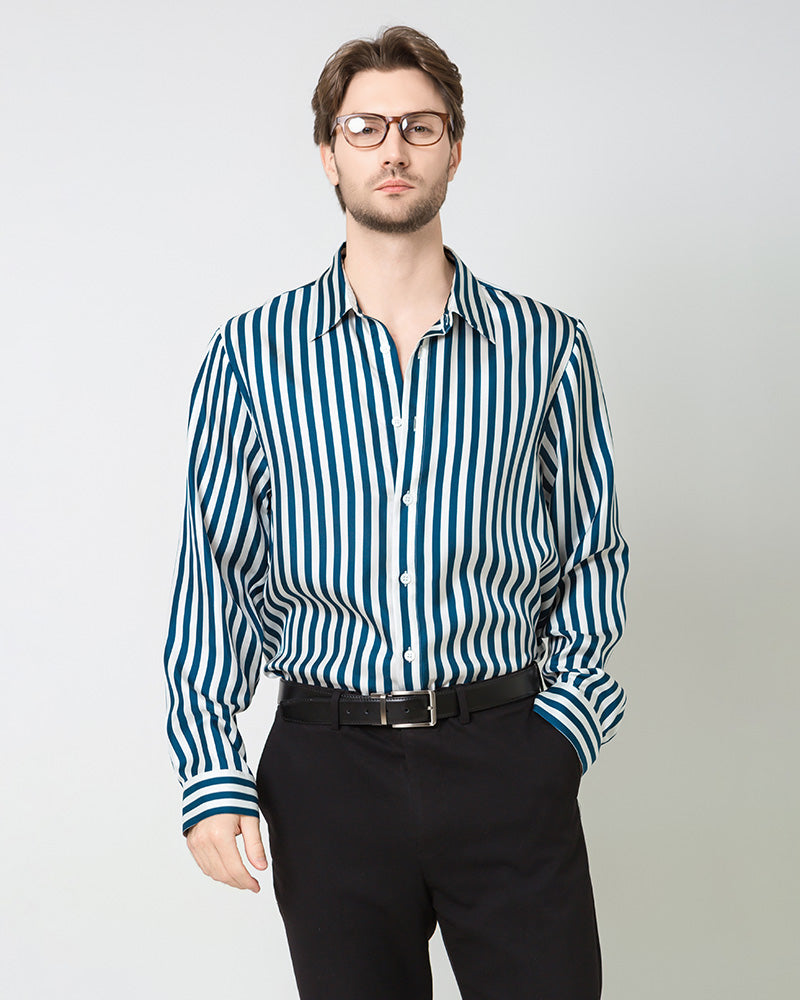 Men's Silk Basic Striped Shirt