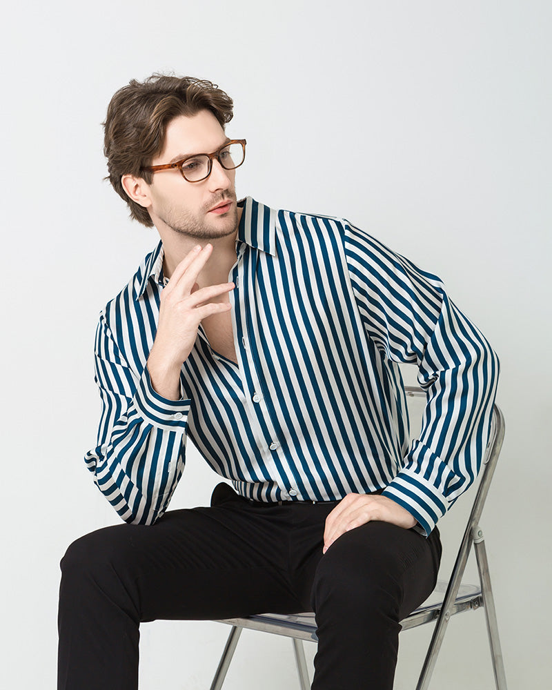 Men's Silk Basic Striped Shirt